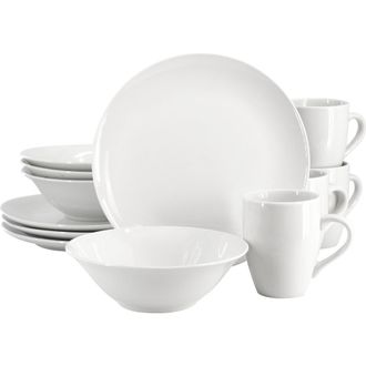 Gibson Home Wintercap 12 Piece Fine Ceramic Dinnerware Set in White at Nordstrom