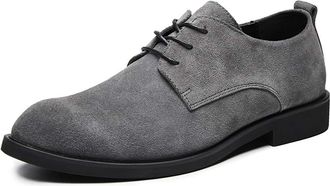 Generic Oxford Dress Shoes for Men Lace Up Round Toe Derby Shoes PU Leather Anti-Slip Resistant Non Slip Classic(Grey,10.5 UK)