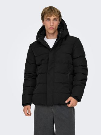 Only & Sons Steppjacke ONLY & SONS ONSCAYSON PUFFA OTW NOOS, Herren, Gr. XXL, schwarz, Web, Obermaterial: 100% Polyester, unifarben, regular fit normal, Rippb&uuml;ndc