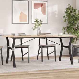 vidaXL Vidaxl - Mesa De Comedor Marco Y Madera Maciza Pino Y Acero 180x90x75cm