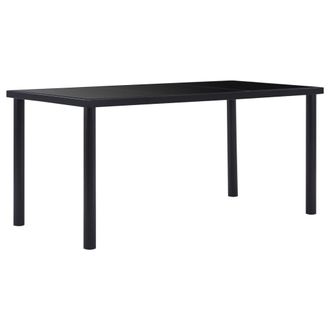 vidaXL Vidaxl - Mesa De Comedor De Vidrio Templado Negro 160x80x75 Cm