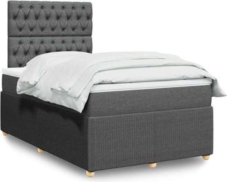 vidaXL Cama Box Spring Con Colch&oacute;n Tela Gris Oscuro 120x190 Cm Vidaxl