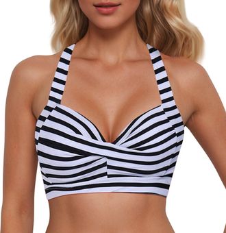 Generic Bikini Top for Women Sexy Push up Swimsuit Tops V Neck Swimwear Tops with Adjustable Strings Padded Separates Beach Bathing Suits Swimming Top Grey