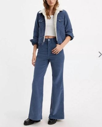 Levi's Premium Ribcage Bell Corduroy Pants In Blue