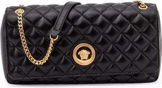 Versace Black Quilted Leather Shoulder Strap Womens Bag