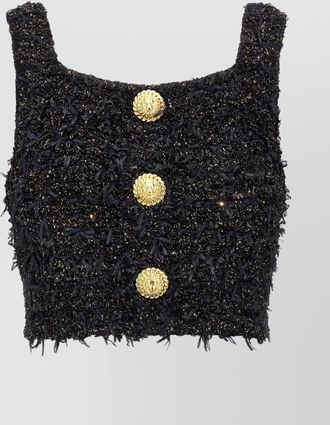 Balmain tweed top lurex cropped length
