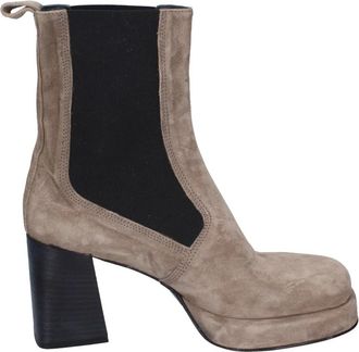 Moma Su&egrave;de Enkellaarsjes - Dames - Laarzen met Hak - Grijs - 37 EU - Su&egrave;de - Schoenen