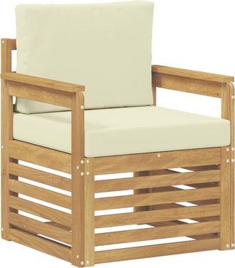vidaXL 2 Pieza Conjunto De Sof&aacute;s De Exterior Poli&eacute;ster Blanco Y Crema Vidaxl