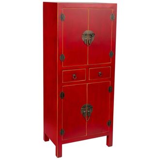 Wanderlust Deco Armario de madera 2 cajones 4 puertas 50x34,5x121h cm