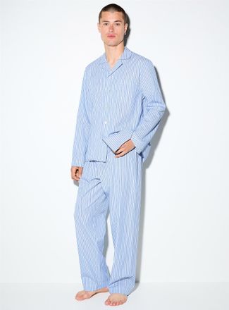 Tekla Mens Hessel pinstriped poplin pyjama pant