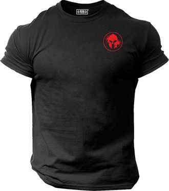 Generic Blood Spartan T Shirt Pocket Gym Clothing Bodybuilding Training Sparta Workout Exercise Boxing MMA Top - Red Print (UK, Alpha, 4XL, Regular, Regular, 
