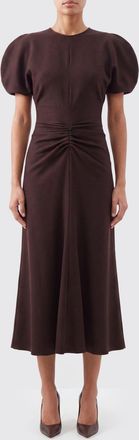 Victoria Beckham Abito midi Bela in lana con maniche a palloncino