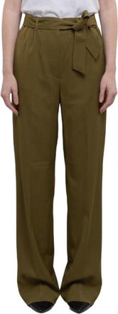 Max Mara Green Regular Flat Front Pants
