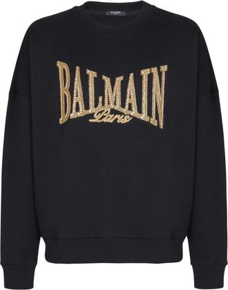 Balmain Geborduurde college-sweatshirt - Heren - Sweatshirts - Zwart - S - Katoen - Hoodies & sweatvesten
