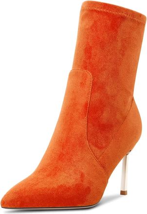Castamere Women Stiletto High Heel Pointed Ankle Boots Short Bootie Slip-on Wedding Classic 8.5 CM Heels Orange 5.5 UK