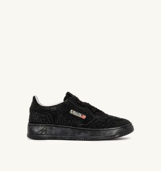 Autry SNEAKERS MEDALIST LOW CRYSTAL IN MICRO STRASS NERO