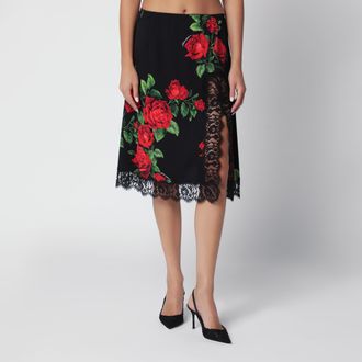 Dolce & Gabbana Gonna con motivo floreale in misto seta e pizzo
