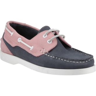 Hush Puppies Isabel Leather WoMens Navy/Pink Boat Shoes - Size UK 4