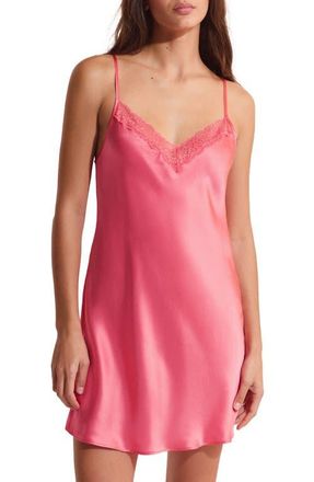 Etam Milky Lace Trim Washable Silk Camisole in Vermilion at Nordstrom, Size X-Large