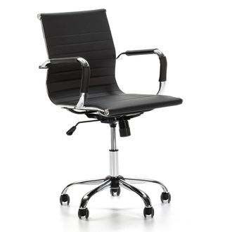 HOMN Sill&oacute;n de oficina reclinable negro, piel sint&eacute;tica, altura ajustable