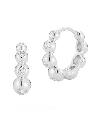 Glaze Jewelry Silver Cz Small Bezel Set Hoop Earrings