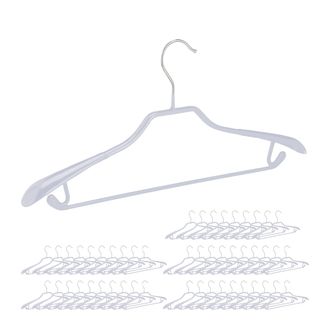 Relaxdays 50 Perchas Para Trajes, Varilla Pantalones, Gancho Colgar Falda, Colgador Metal Y Pvc, 19x45x3,5cm, Gris Claro