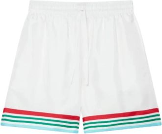 Casablanca Casa Way World Series Silk Shorts - Heren - Korte Broeken - Wit - M - Polyester - Korte Broeken