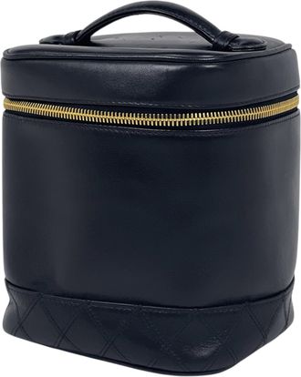 Chanel Bicolor Black Leather Vanity Bag (Pre-Owned)