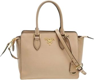 Prada Pre-owned Handbags, female, Beige, Size: ONE SIZE Pre-owned Leather Handbag