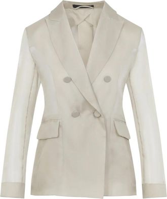 Max Mara Pianoforte Slogan Organza Jasje - Dames - Blazers - Beige - XS - Organza - Jassen