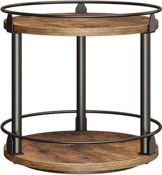OEM Especiero Giratorio De 2 Niveles - Compacto Y Vers&aacute;til - Marr&oacute;n R&uacute;stico Y Negro