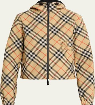 Burberry Reversible Check Crop Zip Jacket