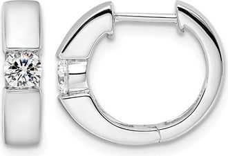 Diamond2Deal 14k Gold 1/3 ct Lab Grown Diamond Hinged Hoop Earrings VS Clarity, D-E Color