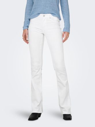 Only Bootcut-Jeans ONLY ONLBLUSH MID FLARED DNM REA0730 NOOS, Damen, Gr. XL (42), L&auml;nge 32, weiss (wei&szlig;), Denim/Jeans, Obermaterial: 92% Baumwolle, 6% Elas