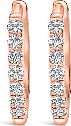 House of Brilliance 10K Gold 1/4 Cttw Diamond Double Sided Huggie Hoop Earrings