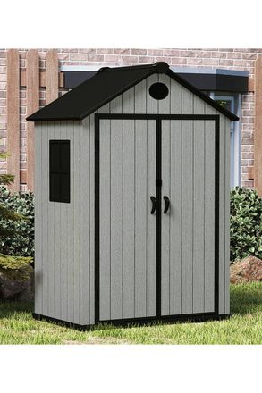 Living and Home 6x4FT Apex Roof Garden Tool Shed in Grey