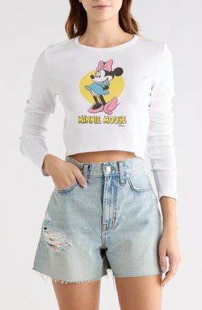 Junk Food x Disney Minnie Mouse Crop Long Sleeve Graphic T-Shirt in White at Nordstrom Rack, Size X-Large
