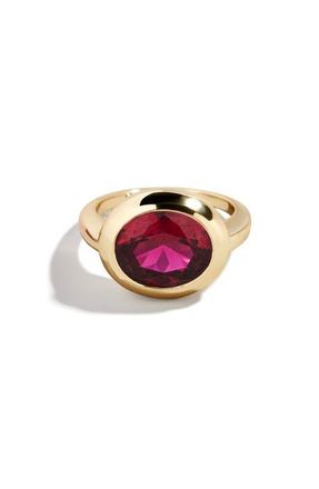 BaubleBar Birthstone Oval Cubic Zirconia Ring in Ruby at Nordstrom, Size 6