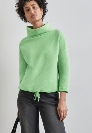 Street One 3/4-Arm-Shirt STREET ONE, Damen, Gr. 34, gr&uuml;n (gleam gr&uuml;n), Jersey, Obermaterial: 61% Baumwolle, 37% Polyester, 2% Elasthan, unifarben, bequem h&uuml;ftbed