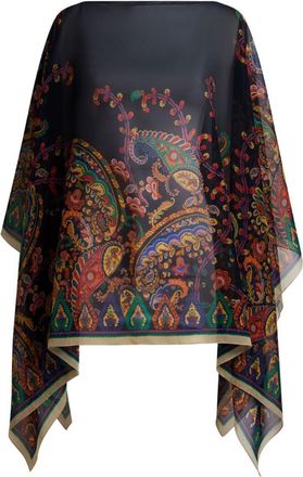 Etro Printed Silk Poncho