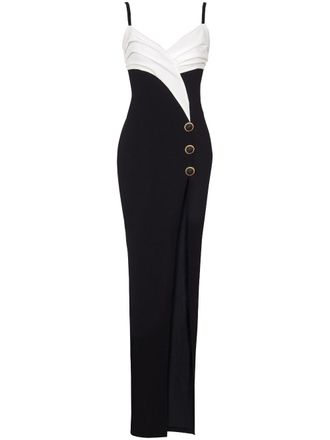 Balmain two-tone crepe maxi dress - Black