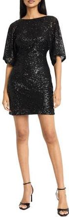 Donna Morgan Sequin Dolman Sleeve Minidress in Black at Nordstrom Rack, Size 10