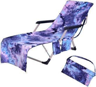 OEM Funda Para Tumbona De Playa, Con Bolsillos Laterales, Port&aacute;til Y F&aacute;cil De Transportar, Antideslizante Y De Ajuste Seguro, Estilo Tie, Dye Azul