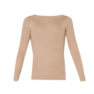 Liu Jo Beige Trui - Dames - Ronde hals truien - Beige - L - Truien & Vesten