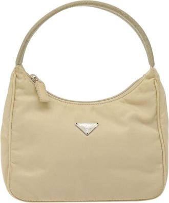 Prada Hobo Tessuto Beige Nylon Handbag (Pre-Owned)