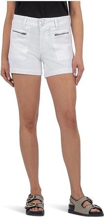 Kut from the Kloth Jane High-Rise Shorts Womens Shorts Optic White 1 : 12, Spandex/Polyester/Modal