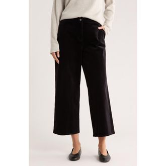 Eileen Fisher Stretch Organic Cotton Corduroy Wide Leg Ankle Pants in Black at Nordstrom Rack, Size X-Small