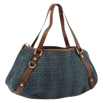 Gucci Pre-owned Shoulder Bags, female, Blue, Size: ONE SIZE Pre-owned Vintage GG Canvas Tote