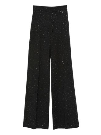 Nissa embellished wide-leg trousers - women - Cotton/Elastane/Viscose/Acetate - 36 - Black