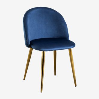 Sklum Sklum - Pack De 4 Sillas De Comedor En Terciopelo Kana Azul Marino